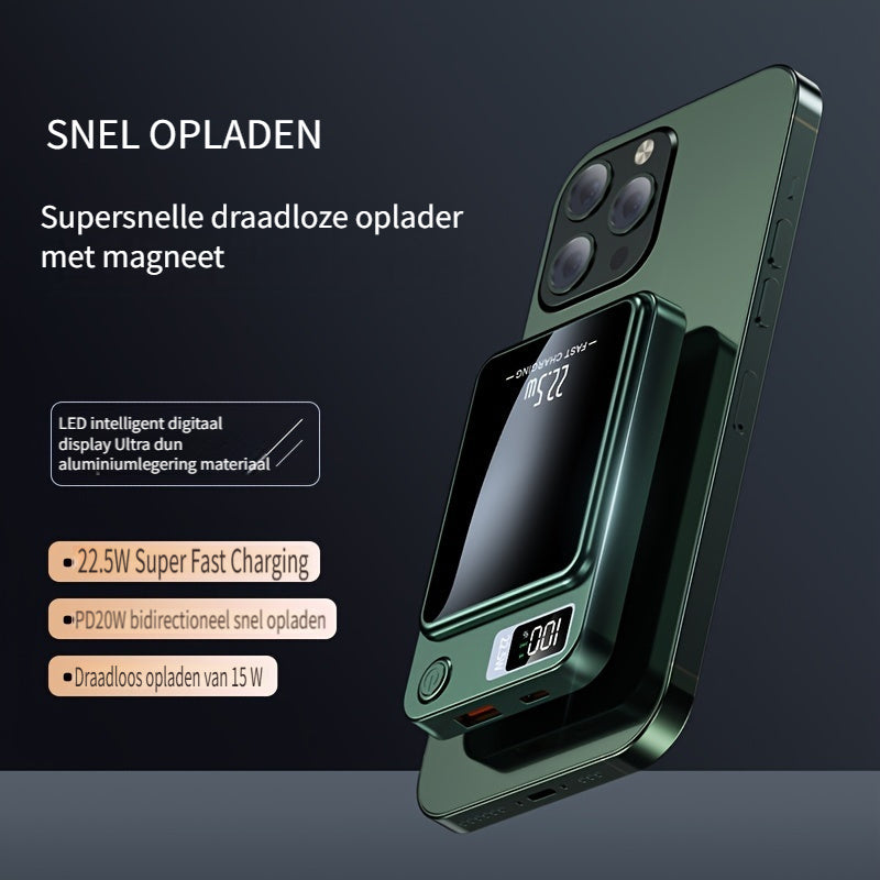 MagPro 10K – Magnetische Draadloze Powerbank (Snelladen & LED-display)