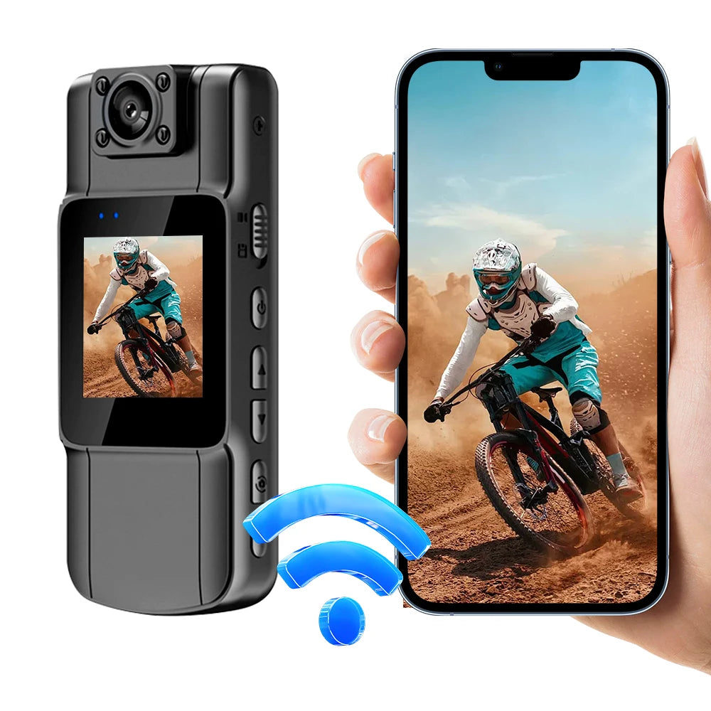 SafeVision 4K Bodycam – Slimme Beveiligingscamera met Roteerbare Lens & Wifi