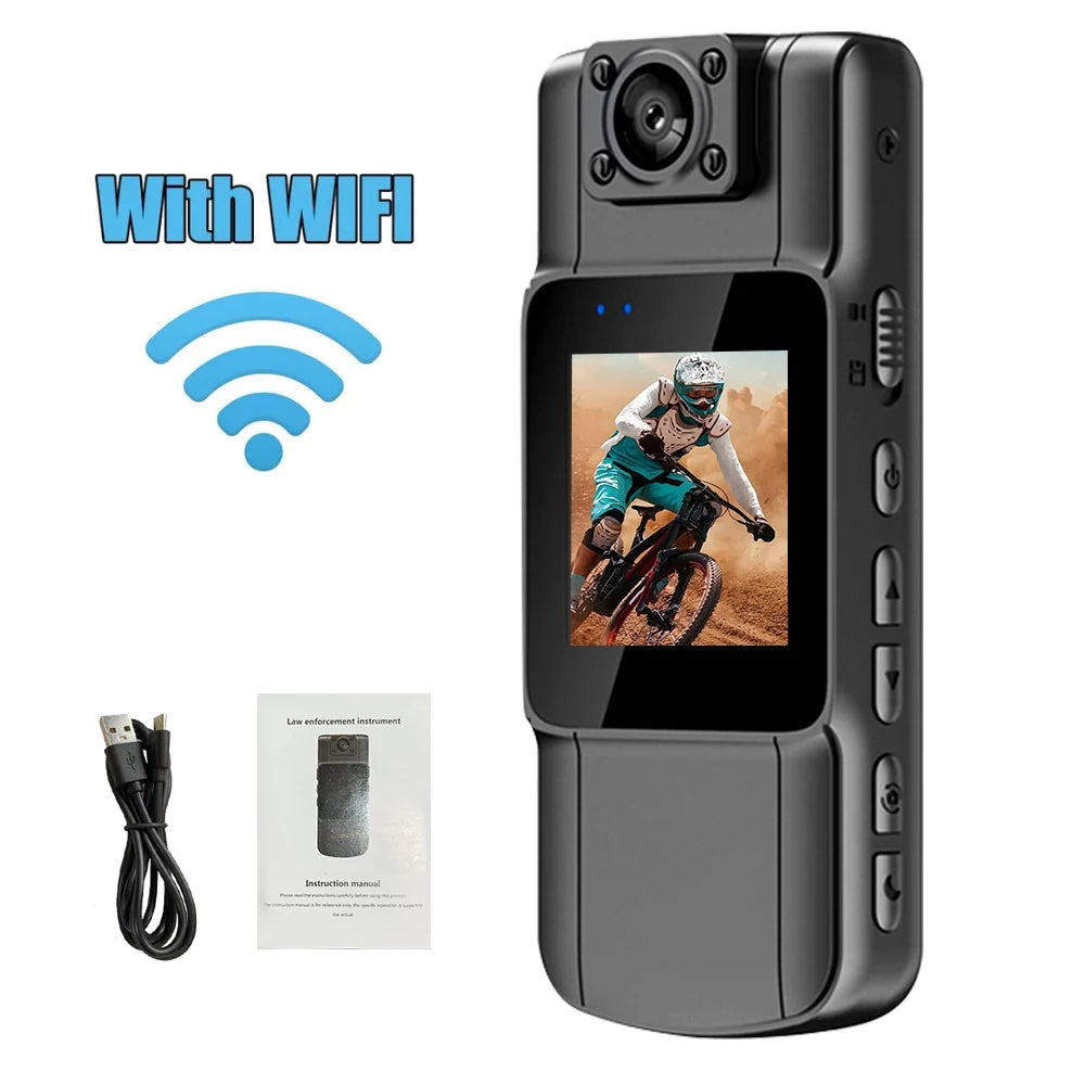 SafeVision 4K Bodycam – Slimme Beveiligingscamera met Roteerbare Lens & Wifi