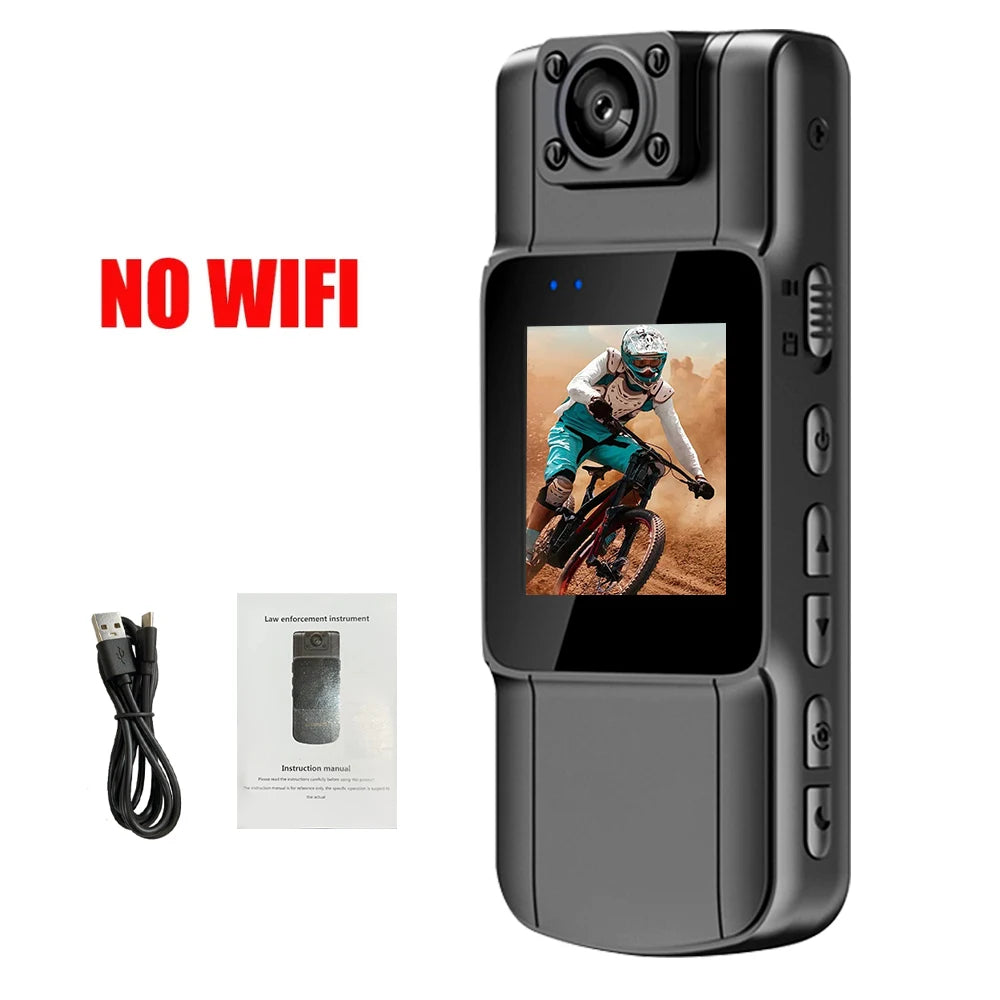 SafeVision 4K Bodycam – Slimme Beveiligingscamera met Roteerbare Lens & Wifi
