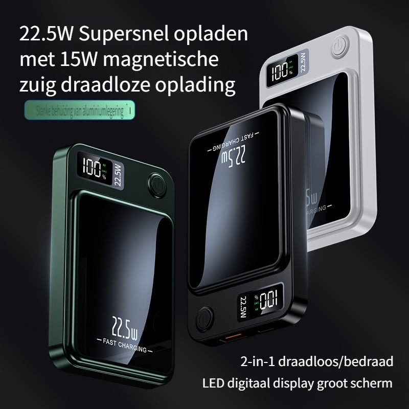MagPro 10K – Magnetische Draadloze Powerbank (Snelladen & LED-display)